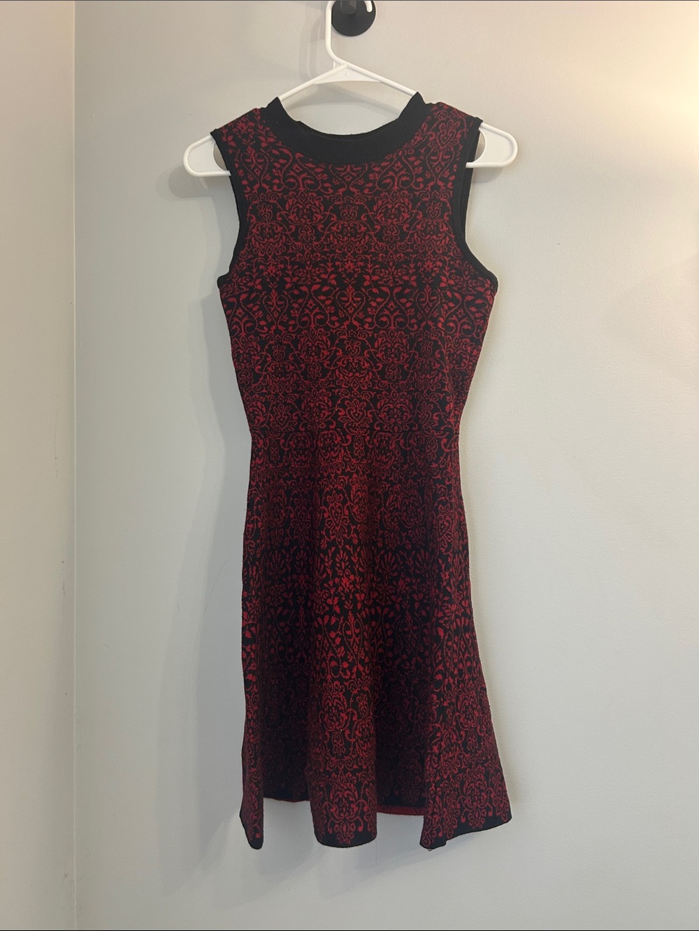 Rewind Red and Black Sleeveless Fit-and-Flare Knit Dress